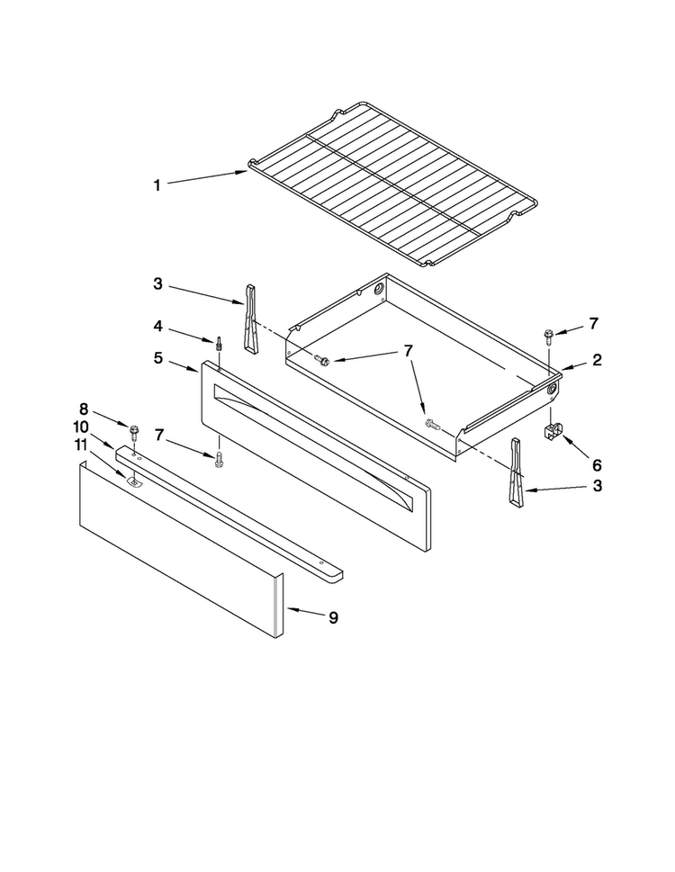 Drawer & Broiler Parts Diagram and Parts List for AER5522VCS0  Amana Range