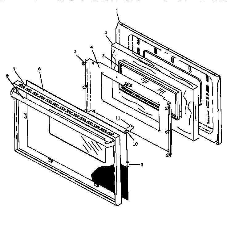 Oven Door Assembly Diagram and Parts List for RLN347UL P1142959NL Caloric Range