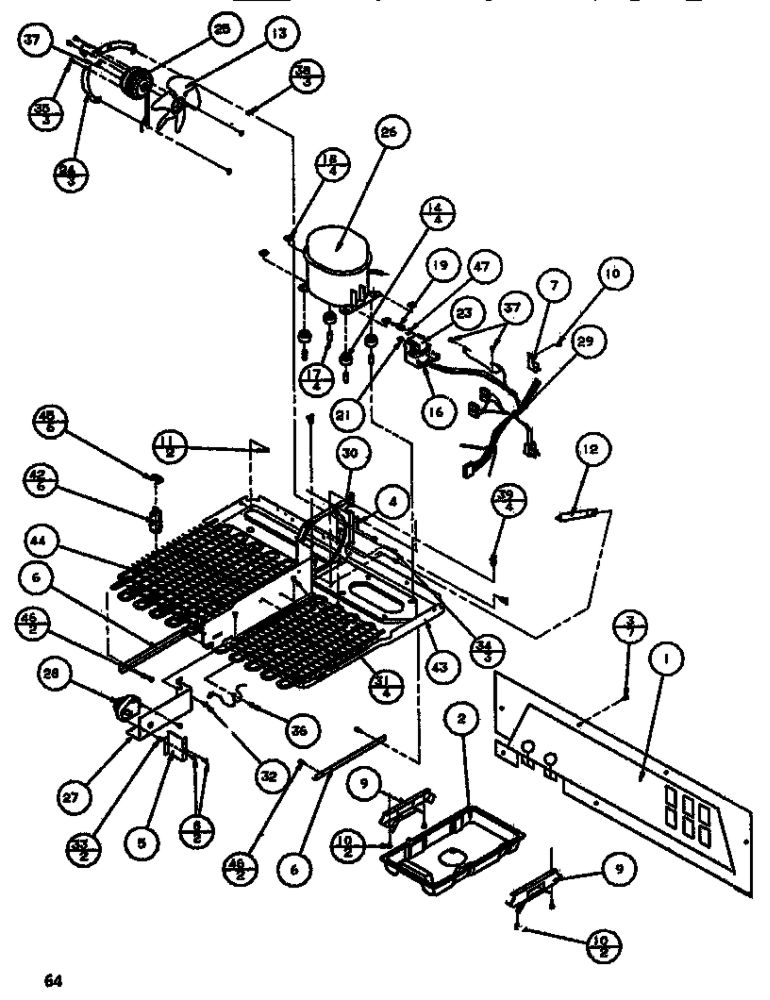 Machine Compartment Diagram and Parts List for SBDT520J-P7845303W  Amana Refrigerator
