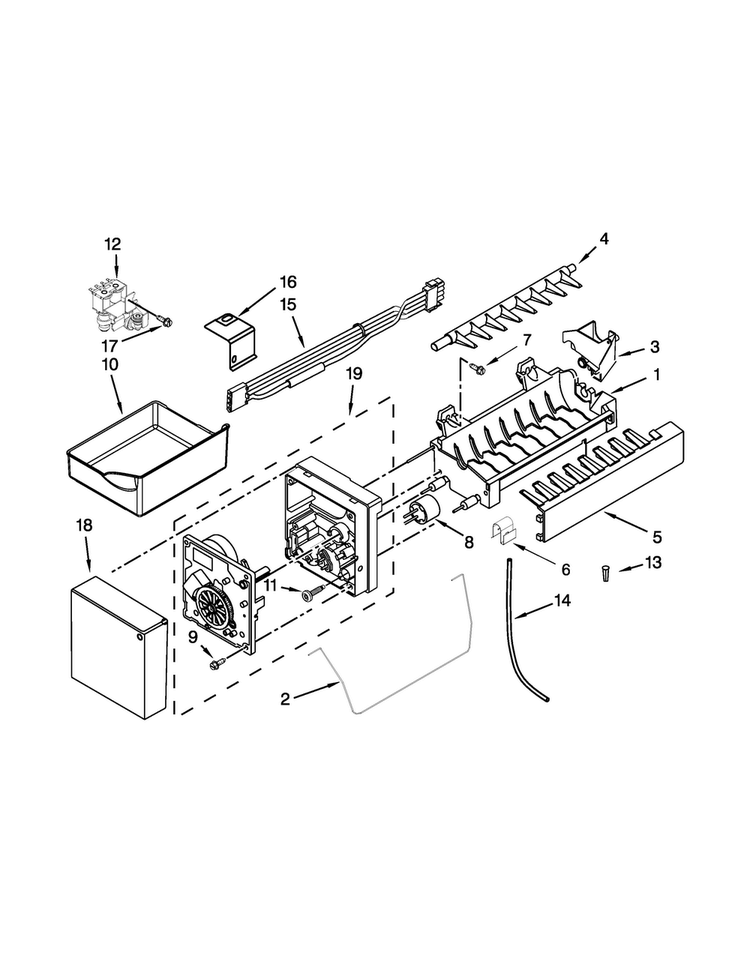 Ice Maker Parts Diagram and Parts List for MFC2062DEM00  Maytag Refrigerator