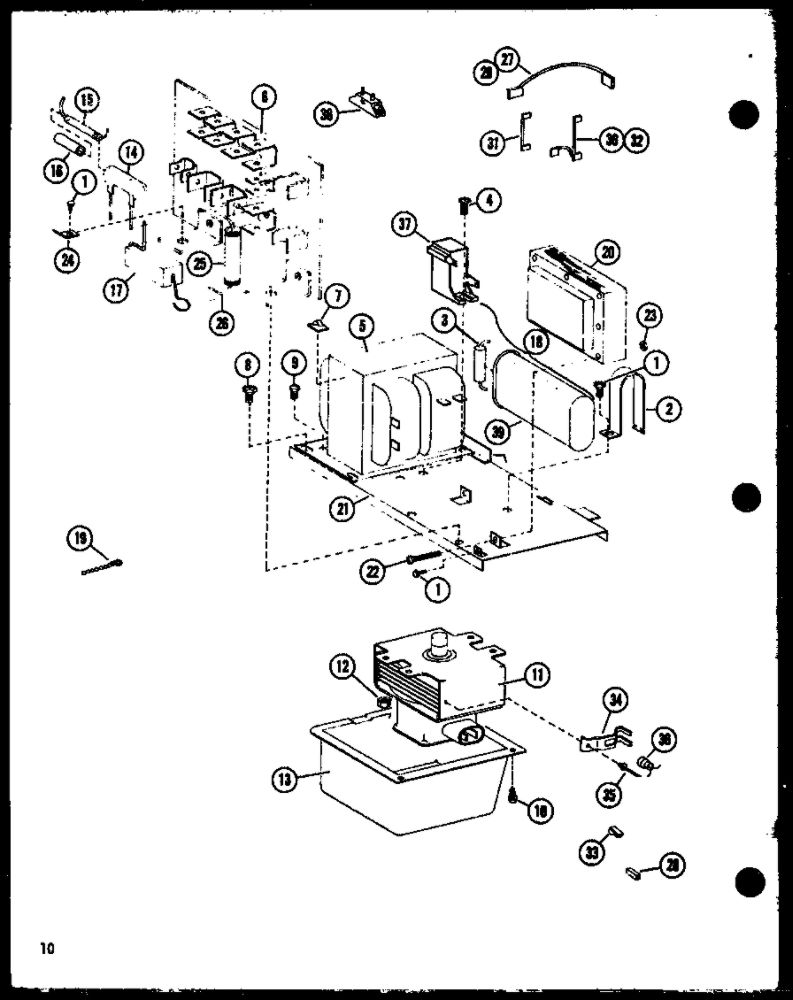 Transformer/Capacitor/Fuse Diagram and Parts List for RR-8 P72910-1M Amana Microwave