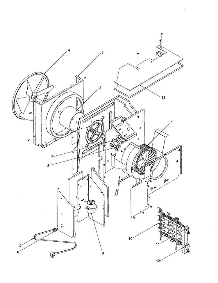 Center Partition Assembly Diagram and Parts List for TE07090W1A-TE07090W1A  Amana Air Conditioner