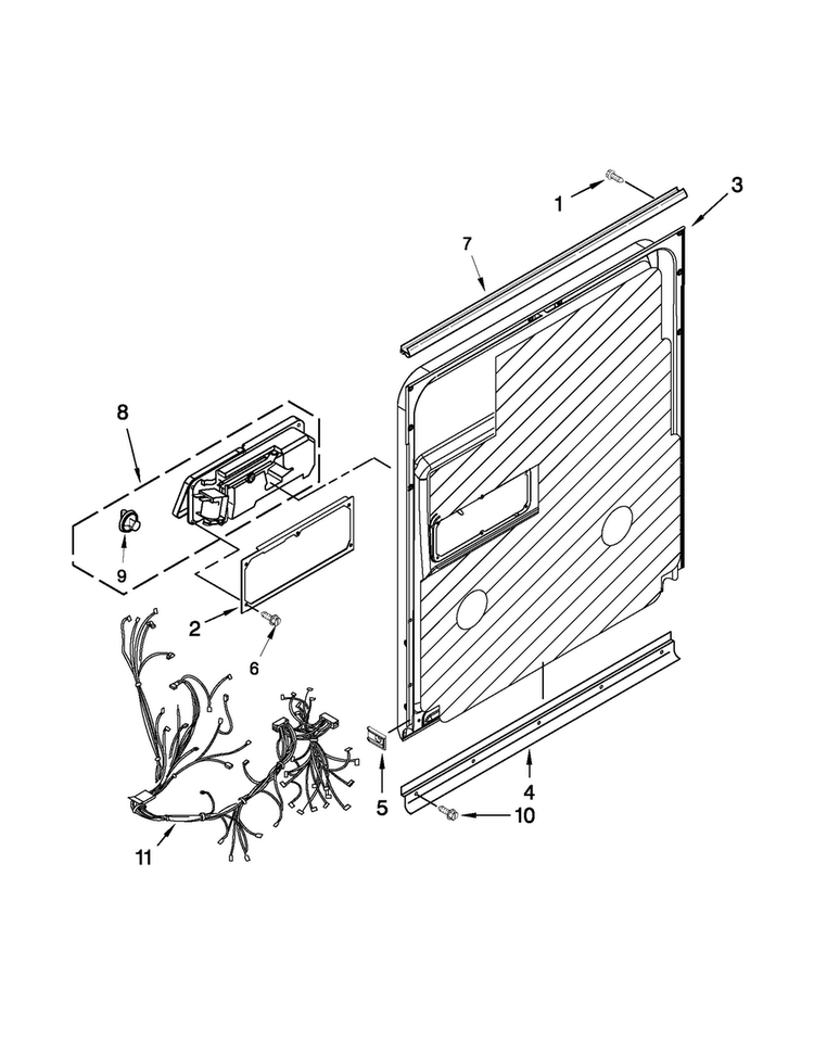 Inner Door Parts Diagram and Parts List for MDB8949SBM2  Maytag Dishwasher