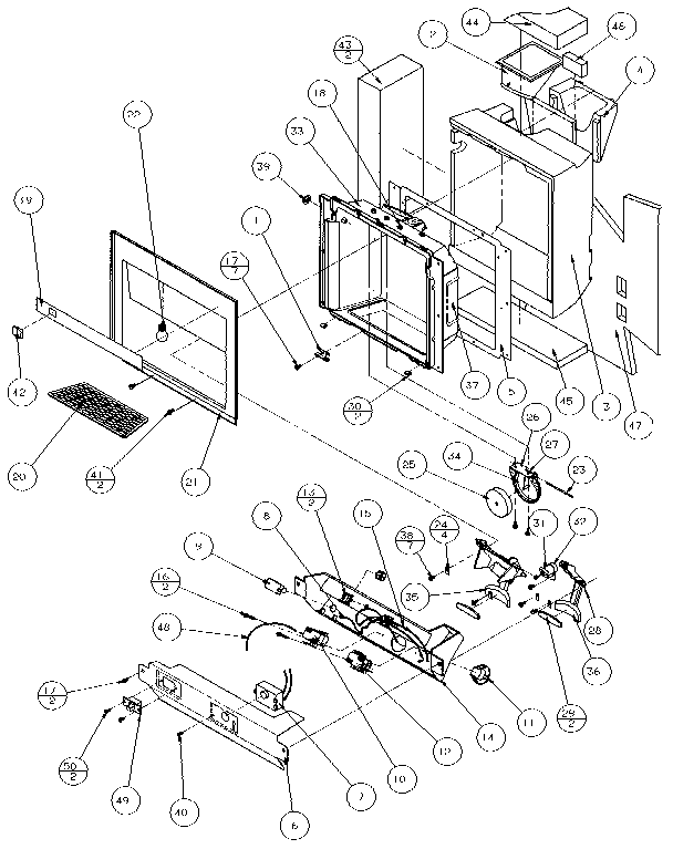 Ice And Water Cavity Diagram and Parts List for 35541-P1121709W  Amana Refrigerator