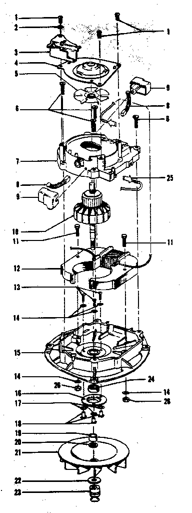 Motor Diagram and Parts List for U4523  Hoover Upright Vacuum