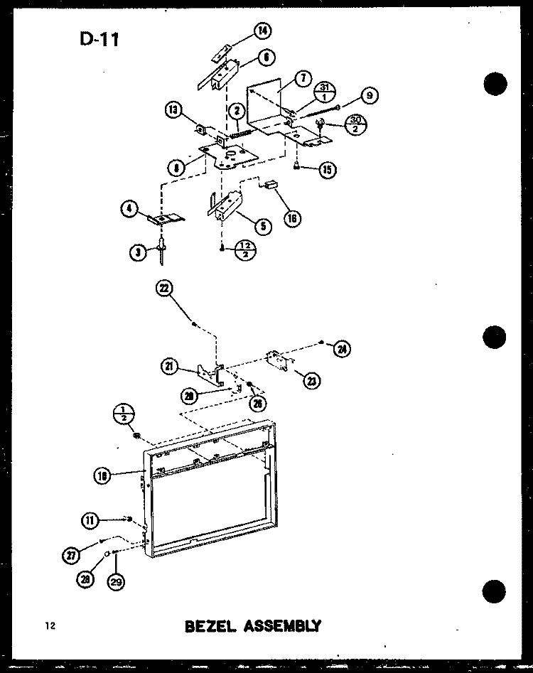 BEZEL ASSY Diagram and Parts List for RC10SD P7575004M Amana Microwave