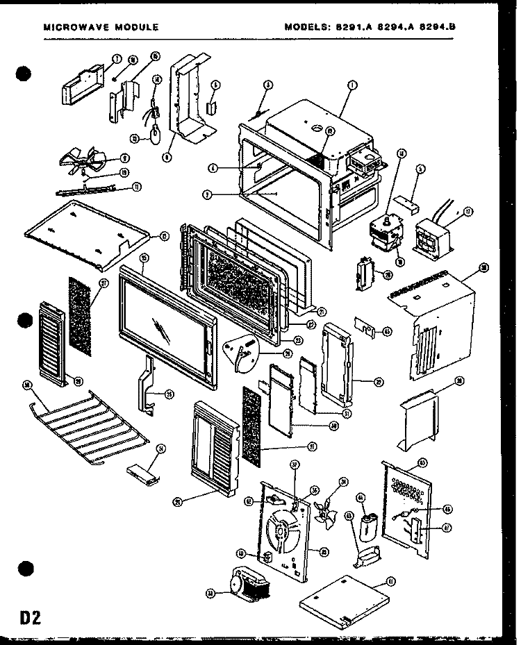 Page 1 Diagram and Parts List for 8294A  Amana Microwave