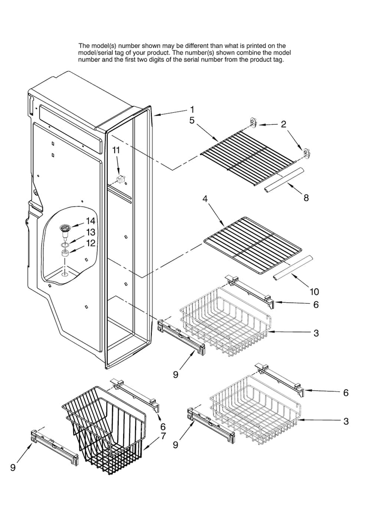 Freezer Liner Parts Diagram and Parts List for AC2224GEKS13  Amana Refrigerator