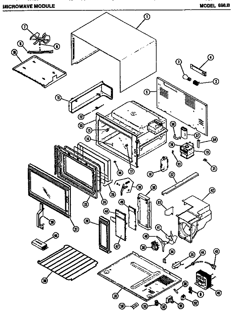 Page 1 Diagram and Parts List for 896B  Amana Microwave