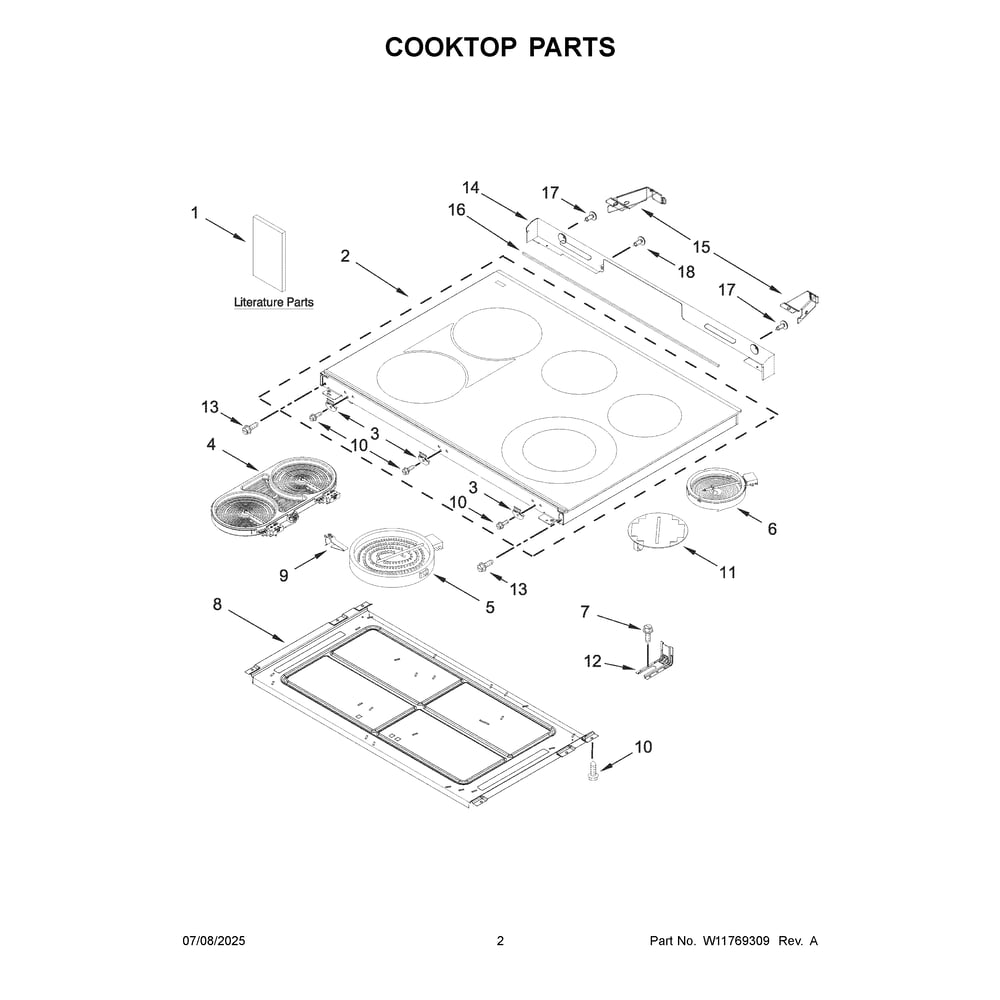 Cooktop Parts Diagram and Parts List for MSES7030SZ0  Maytag Range