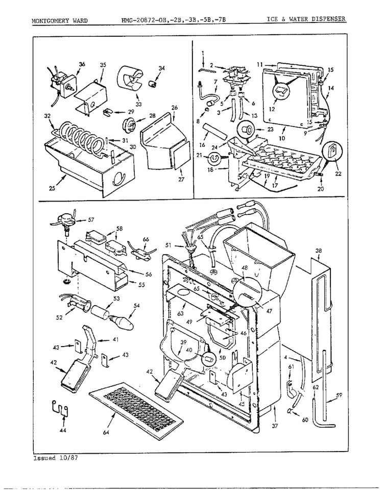Ice And Water Dispenser Diagram and Parts List for 20872A  Admiral Refrigerator
