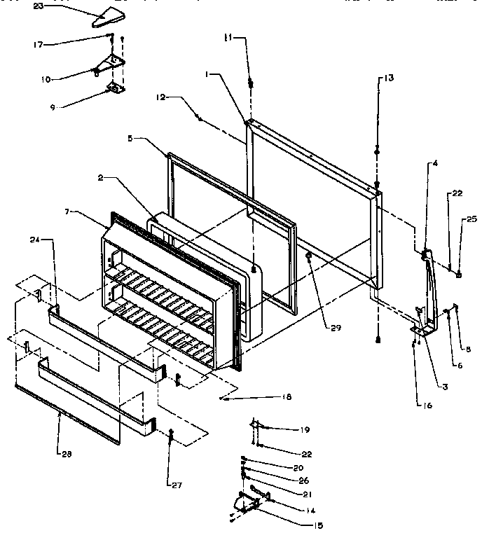 Freezer Door Diagram and Parts List for TXI21R-P1168006W  Amana Refrigerator