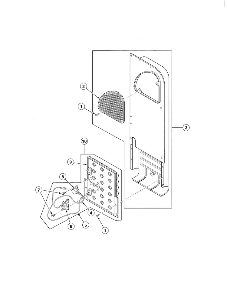 Heater Duct/element - Electric Models Diagram and Parts List for LES17AWF  Speed Queen Dryer