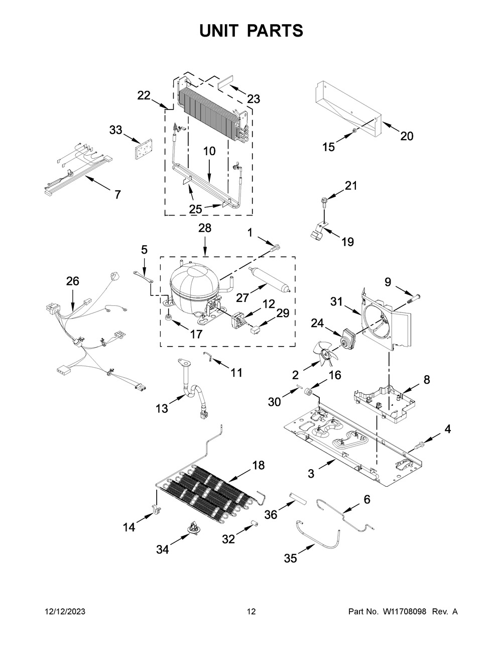 Unit Parts Diagram and Parts List for MBL1957FEZ09  Maytag Refrigerator