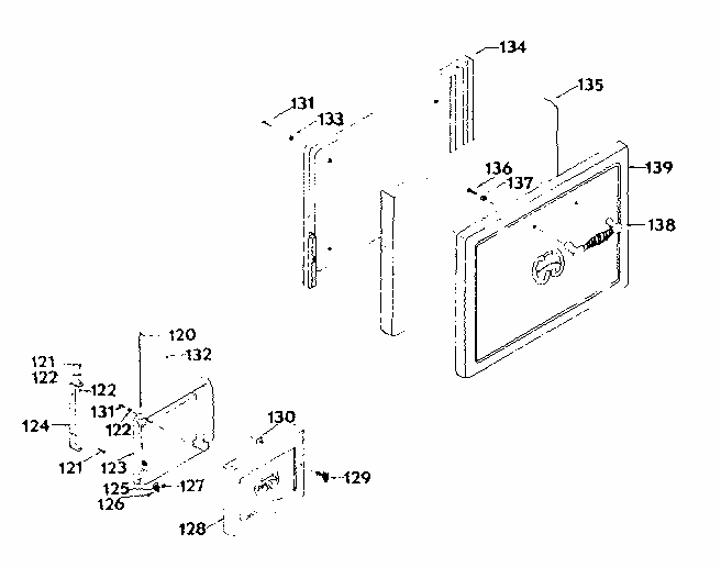 Compartment And Oven Door Assembly Diagram and Parts List for 1439007000  Kenmore Range