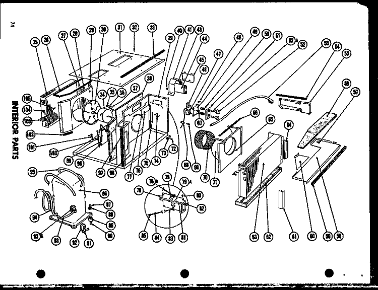 INTERIOR PARTS Diagram and Parts List for 615-2F  Amana Air Conditioner