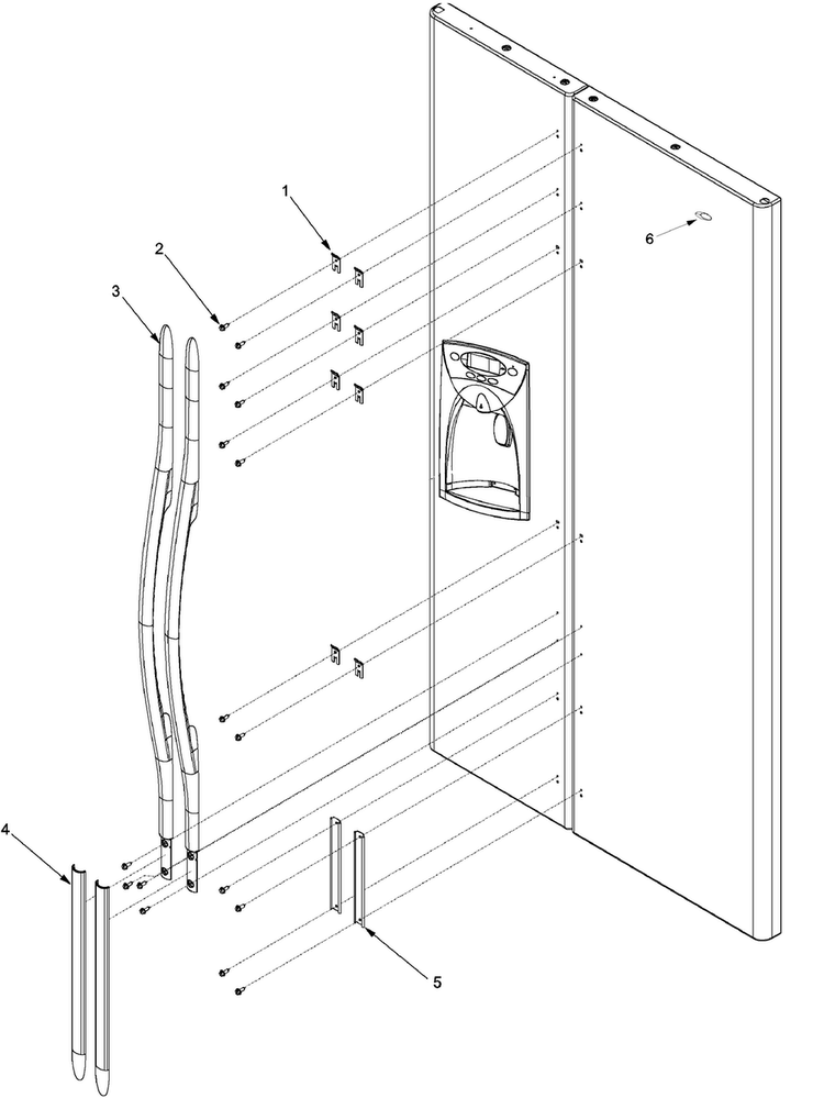 Handles And Trim Diagram and Parts List for ARS8265BB-PARS8265BB01  Amana Refrigerator