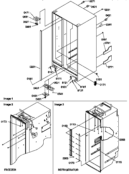 Cabinet Parts Diagram and Parts List for SXD20TL-P1302901WL  Amana Refrigerator