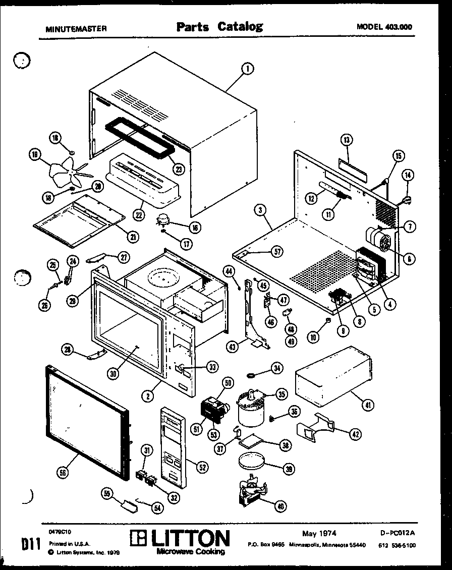 01 - Page 1 Diagram and Parts List for 403000  Maytag Microwave
