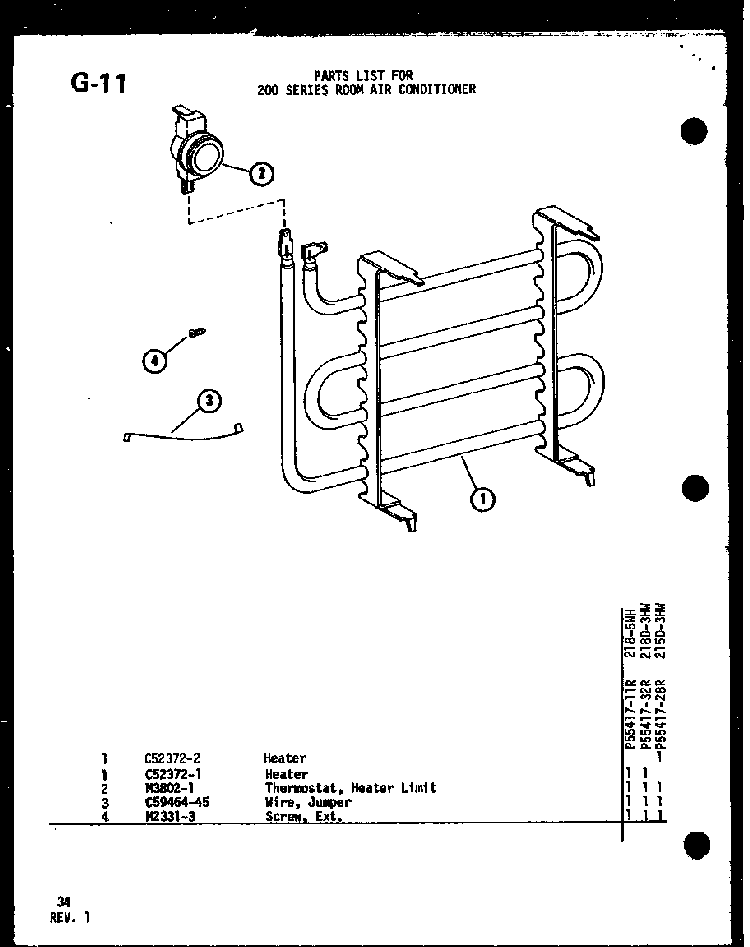 Section 11 Diagram and Parts List for 215-3EW P55417-26R Amana Air Conditioner