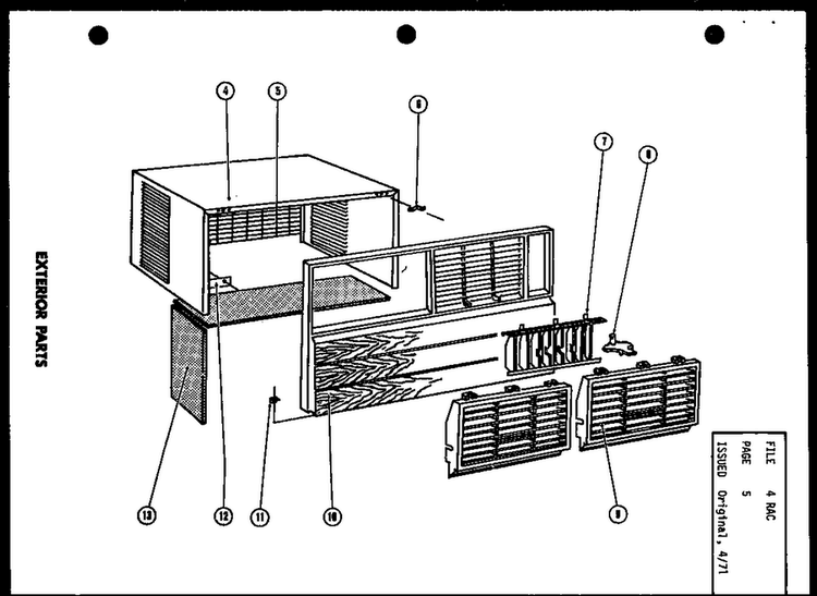 Exterior Parts Diagram and Parts List for FC18-3H P54655-1R Amana Air Conditioner