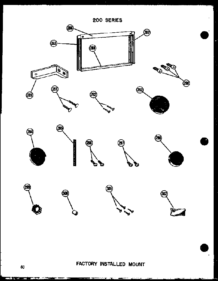 Factory Installed Mount Diagram and Parts List for 212D-3JM P54655-43R Amana Air Conditioner