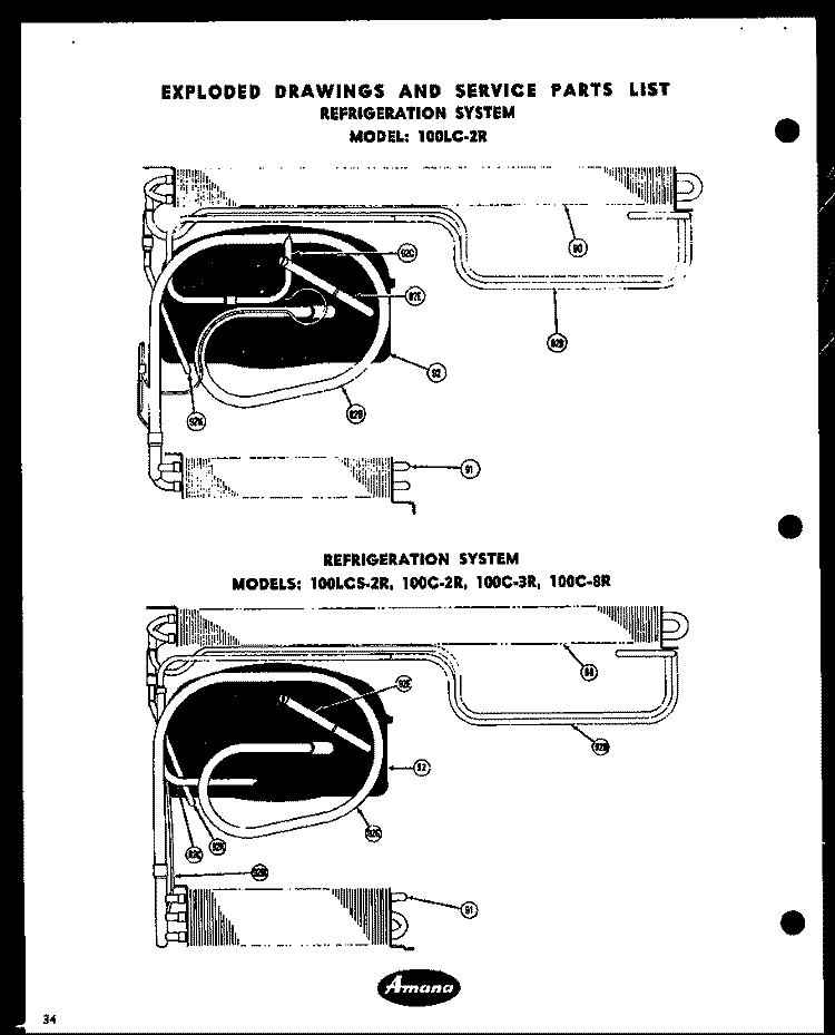 Page 6 Diagram and Parts List for 100LC-2R  Amana Air Conditioner