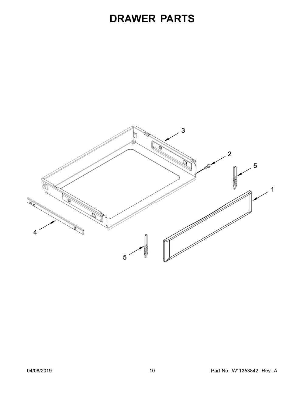 Drawer Parts Diagram and Parts List for YMER8800FZ2  Maytag Range