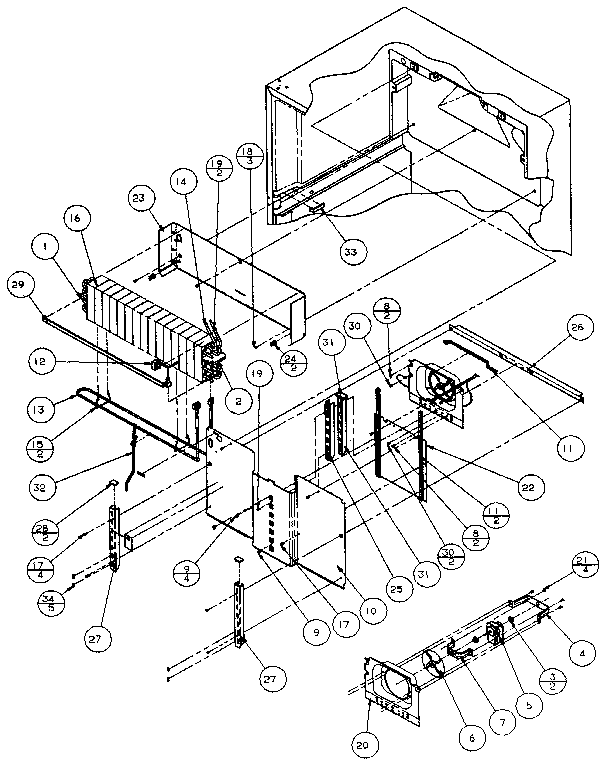Evaporator Area Diagram and Parts List for TS18RB-P1158403W  Amana Refrigerator