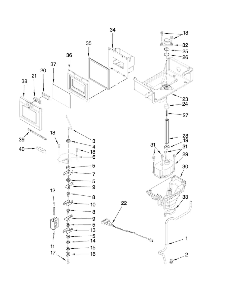 Motor And Ice Container Parts Diagram and Parts List for MFT2771WEM0  Maytag Refrigerator