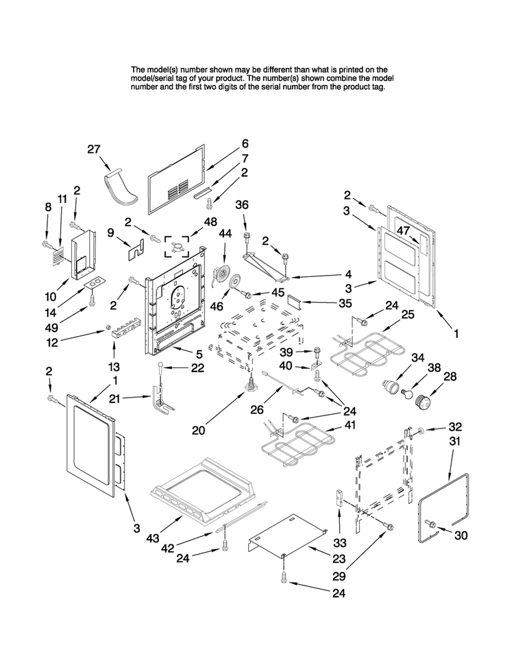 Chassis Parts Diagram and Parts List for MER5875RCF1  Maytag Range