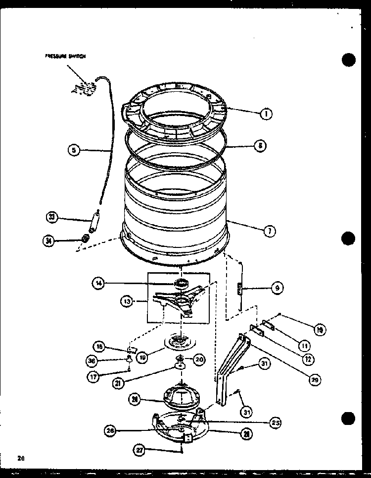 Section 7 Diagram and Parts List for CW9003W P1122805WW Amana Washer