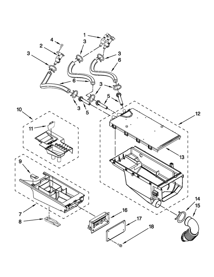 Dispenser Parts Diagram and Parts List for MLE20PDBYW0  Maytag Washer Dryer Combo