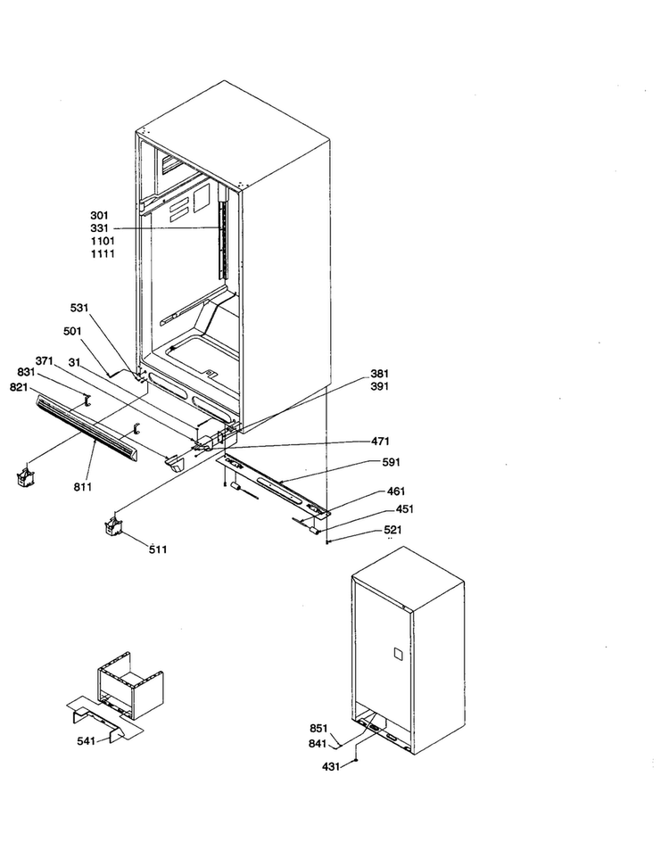 Ladders, Lower Cabinet Diagram and Parts List for ART2127A-PART2127A  Amana Refrigerator