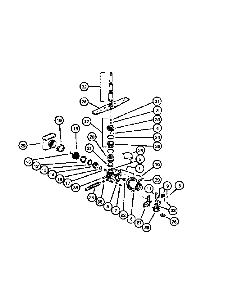 Motor-pump Mechanism Diagram and Parts List for DUS200W-P1139728NW  Caloric Dishwasher