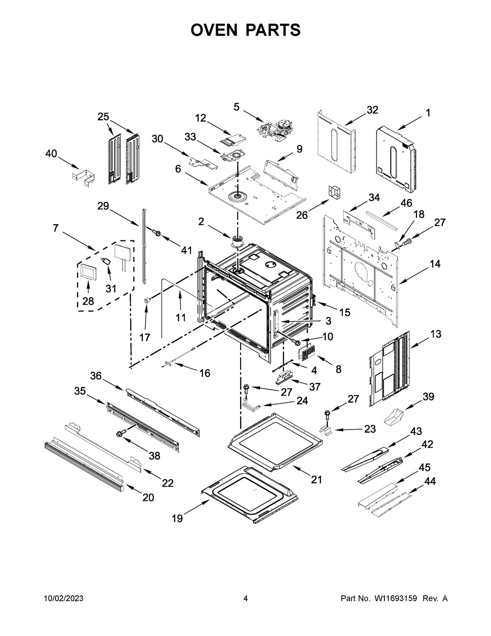Oven Parts Diagram and Parts List for JJW2830LL01  Jenn-Air Wall Oven