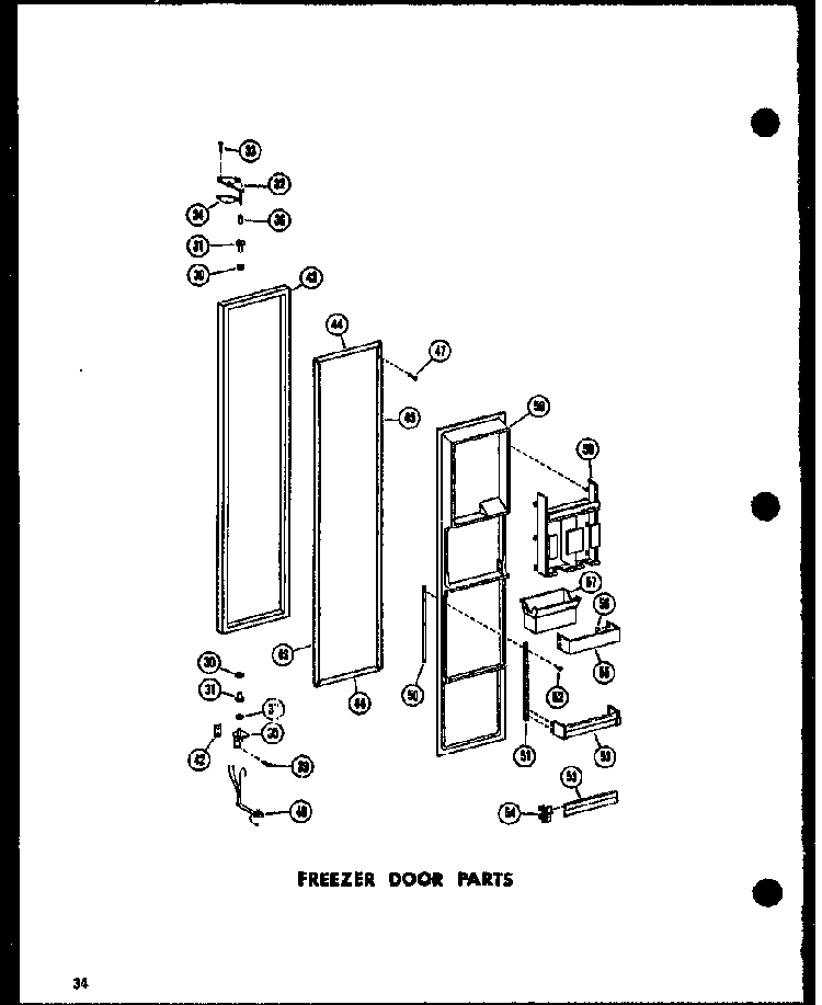 Freezer Door Parts Diagram and Parts List for SRN22N-C-P60201-78WC  Amana Refrigerator
