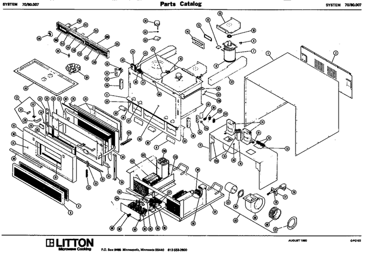 Replacement Parts Diagram and Parts List for 70 80007 Amana Microwave