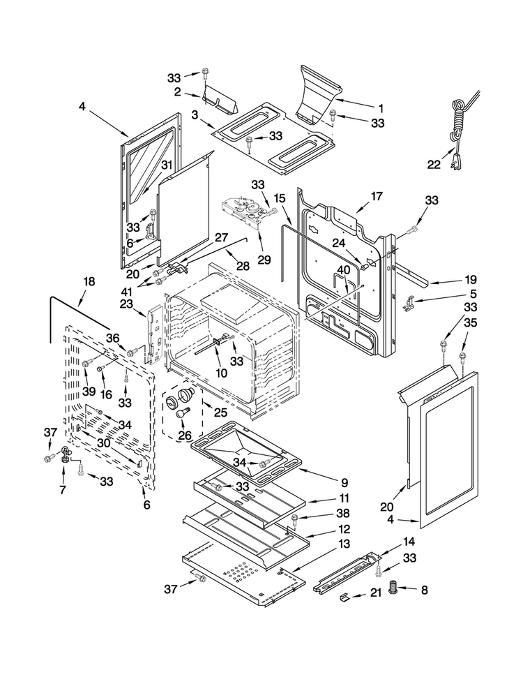 Chassis Parts Diagram and Parts List for MGR7665WS0  Maytag Range