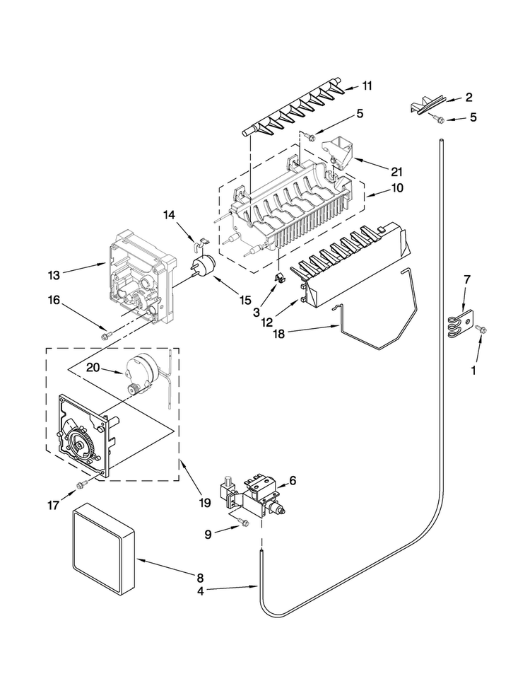 Icemaker Parts Diagram and Parts List for MSD2572VES01  Maytag Refrigerator
