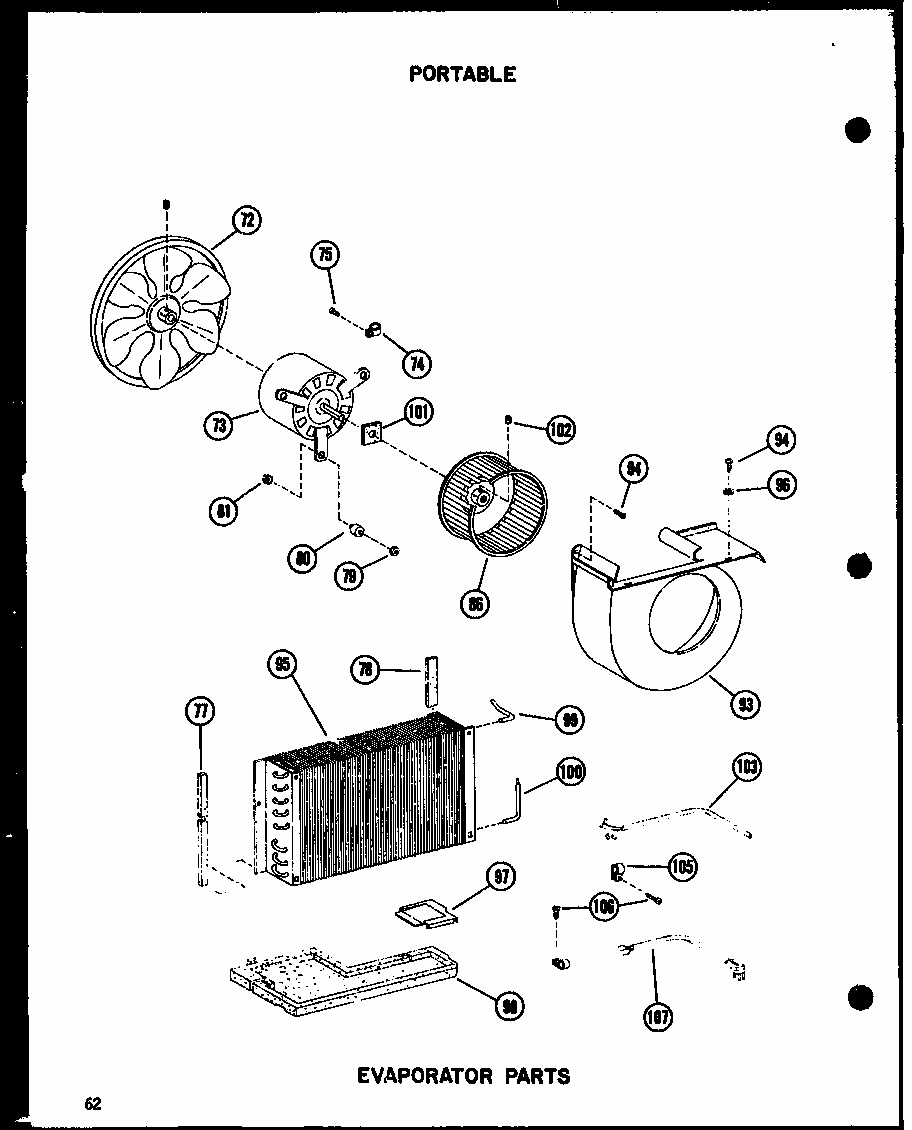 Evaporator Parts Diagram and Parts List for 109-2J P54390-97R Amana Air Conditioner