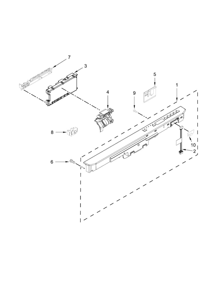 Control Panel And Latch Parts Diagram and Parts List for MDB8969SDE1  Maytag Dishwasher