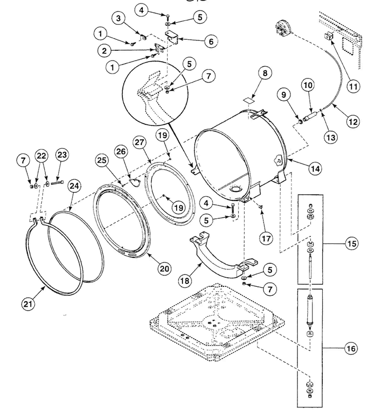 Tub Assy Diagram and Parts List for SWFT73WN  Speed Queen Washer
