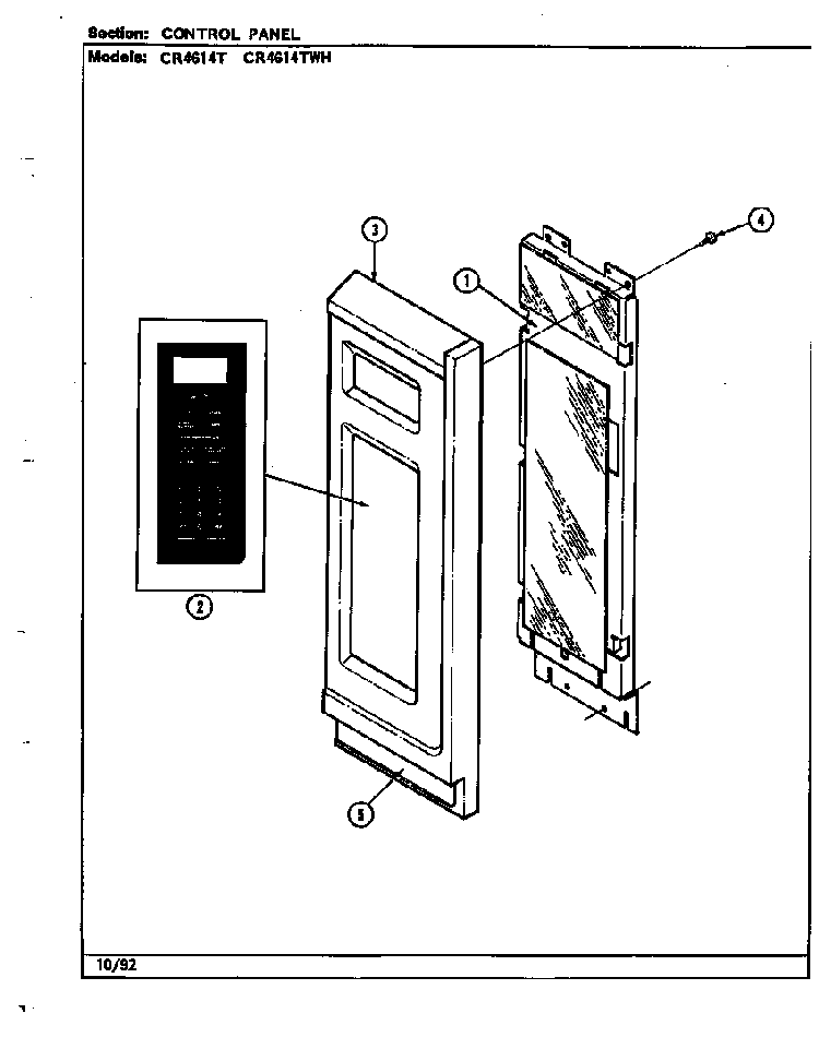 Control Panel Diagram and Parts List for CR4614T  Crosley Microwave