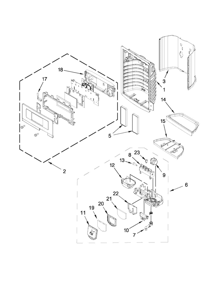 Dispenser Front Parts Diagram and Parts List for MFX2570AEB5  Maytag Refrigerator