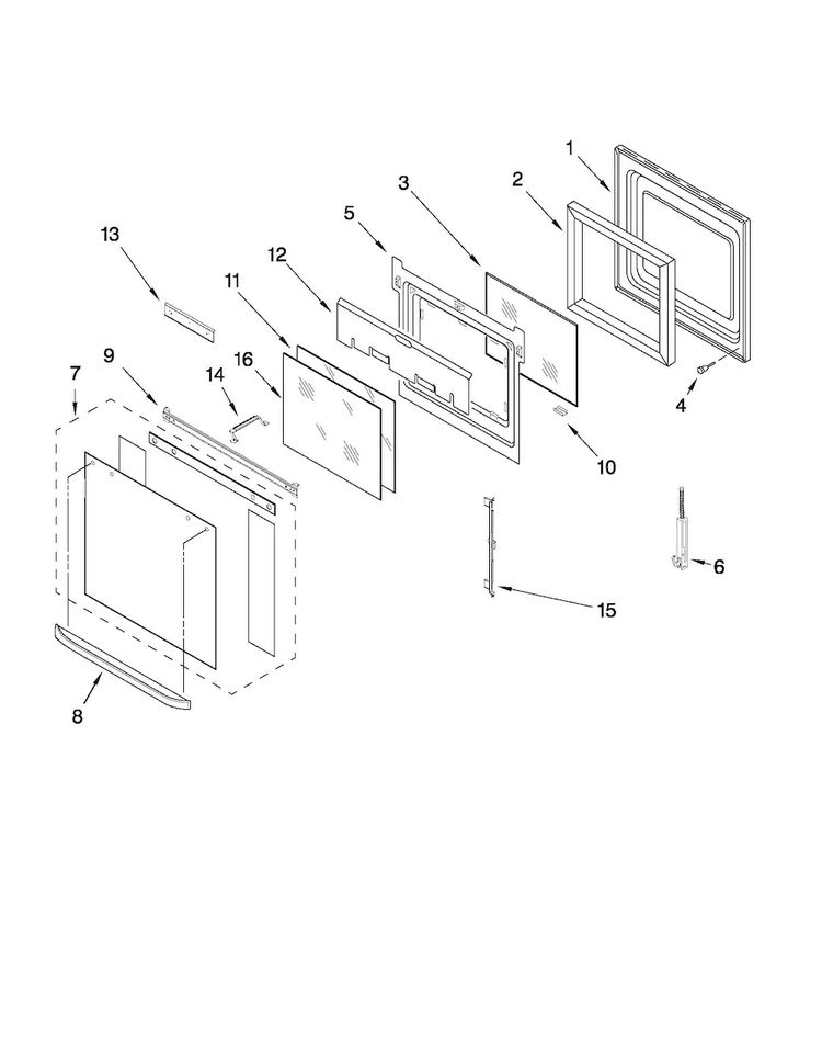 Lower Oven Door Parts Diagram and Parts List for MEW7630WDW01  Maytag Wall Oven