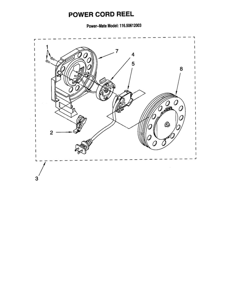 Power Cord Reel Diagram and Parts List for 11620612003  Kenmore Canister Vacuum