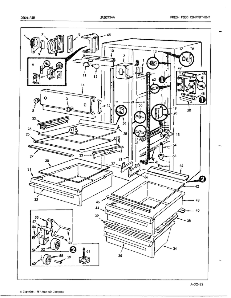 Fresh Food Compartment Diagram and Parts List for 24882  Jenn-Air Refrigerator