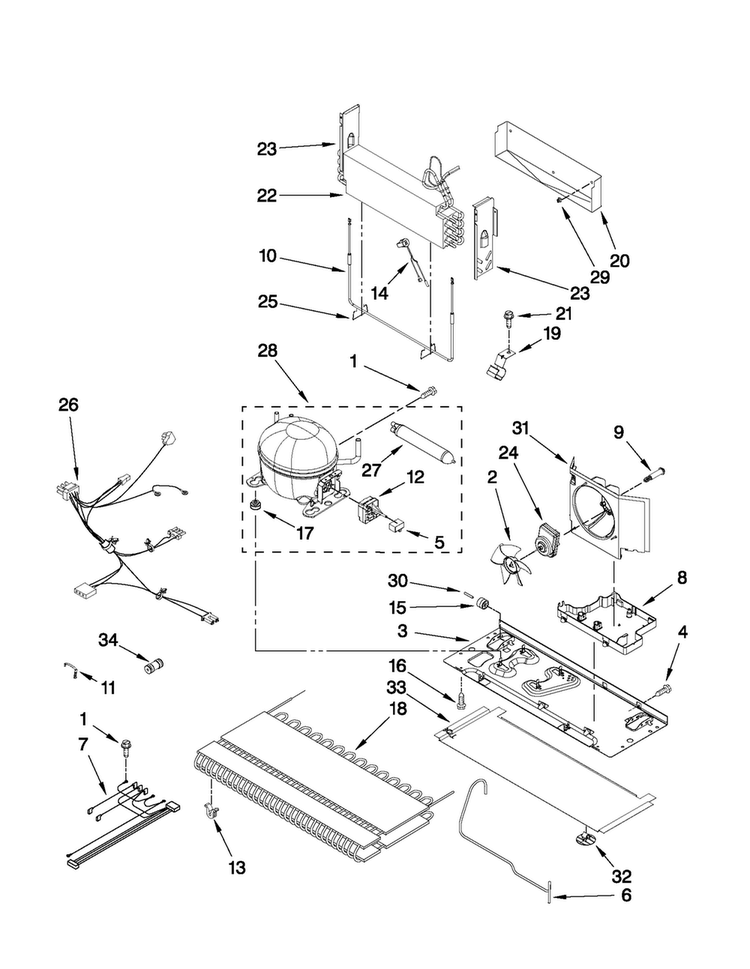 Unit Parts Diagram and Parts List for JFI2089WTS3  Jenn-Air Refrigerator
