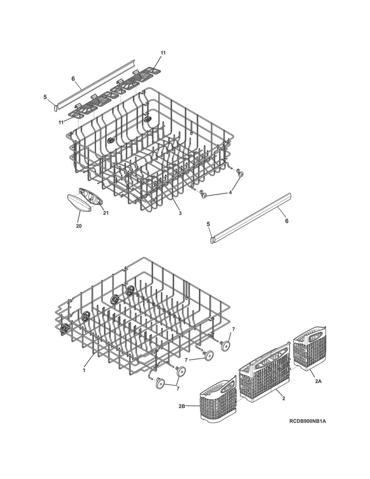 Racks Diagram and Parts List for CDB900NB6B  Crosley Dishwasher